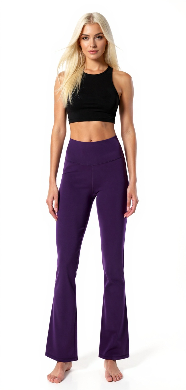 High Waist Bootcut Yoga Pants with Out Pockets — Classic